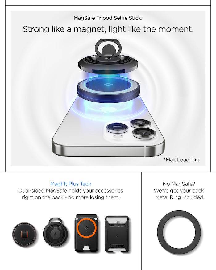 Stativ Spigen Selfie Stick MagSafe+ Tripod - černý - istyle.work