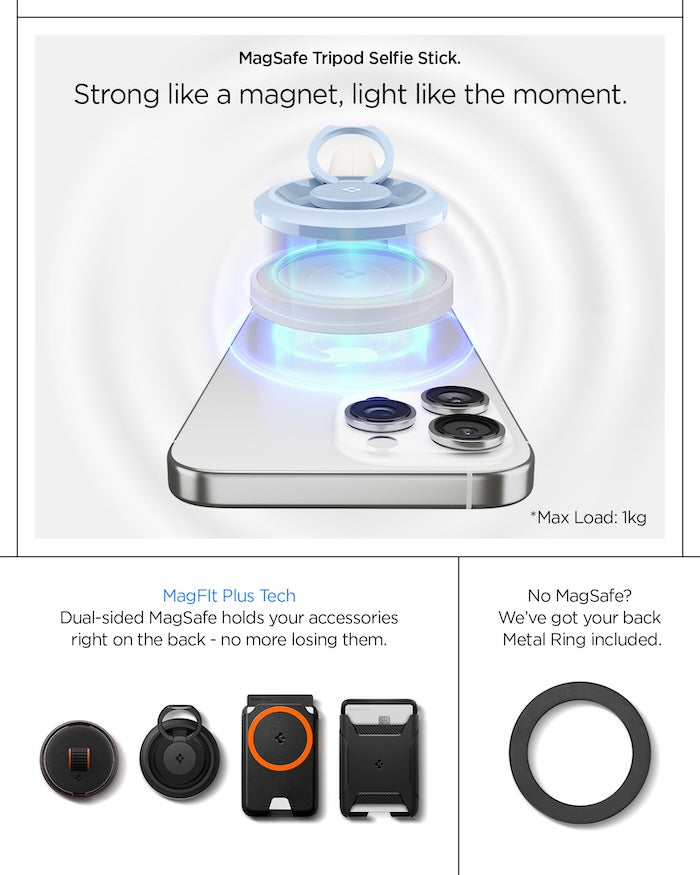 Stativ Spigen Selfie Stick MagSafe+ Tripod - světlý - istyle.work