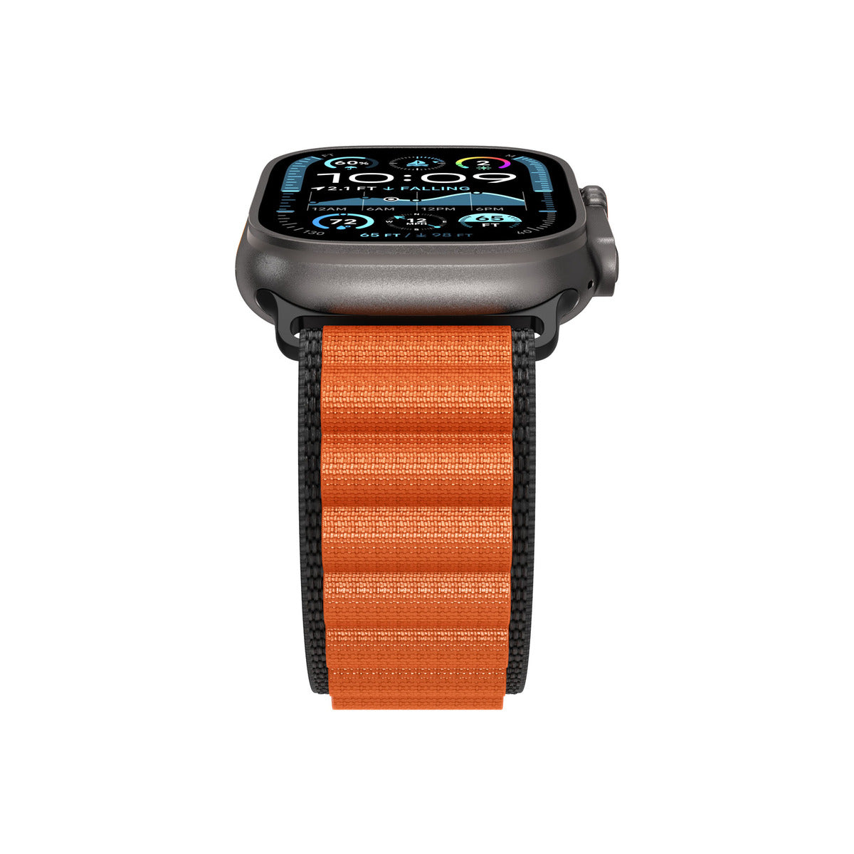 Řemínek pro Apple Watch 49mm/46mm/45mm/44mm Spigen Fabric Band (Hook) - černo-oranžový