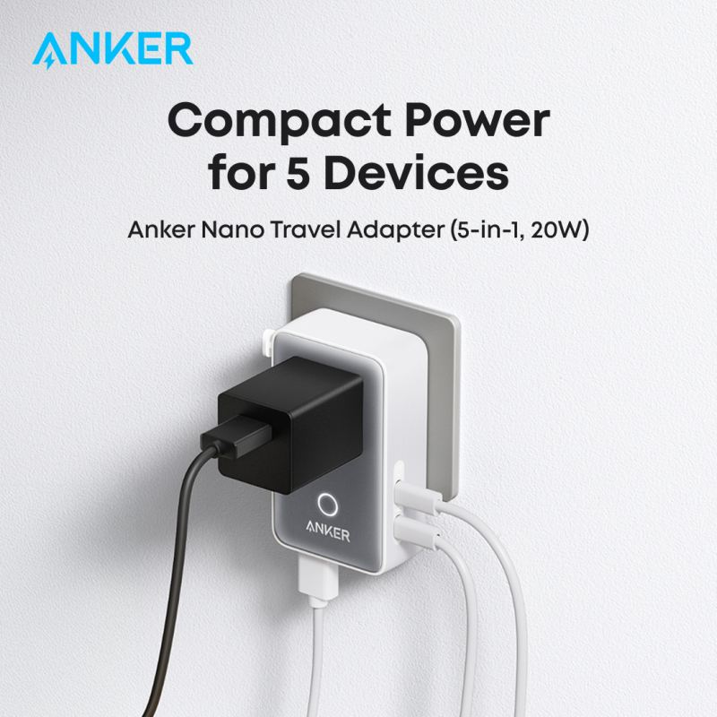Nabíjecí stanice Anker Nano 20W (UK/US/AU/EU) - bílá