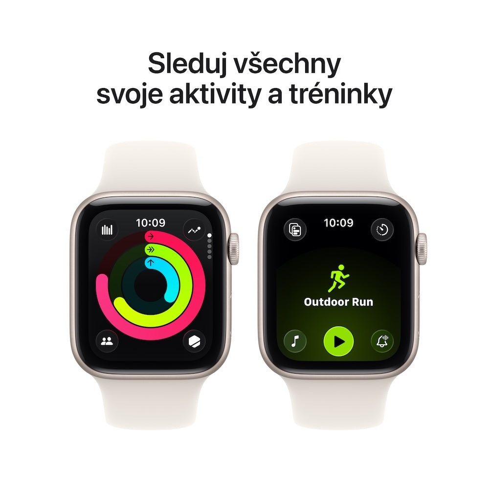 Apple Watch SE 3 GPS 44mm hvězdně bílé hliníkové pouzdro s hvězdně bílým sportovním řemínkem - S/M (otevřený) - istyle.work