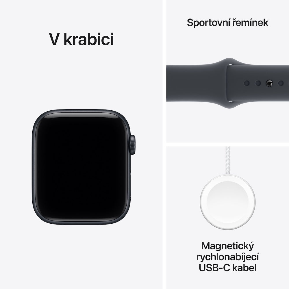 Apple Watch SE 3 GPS + Cellular 44mm temně inkoustové hliníkové pouzdro s temně inkoustovým sportovním řemínkem - M/L - istyle.work