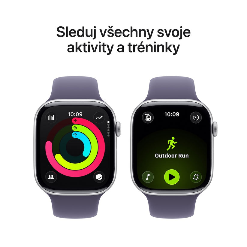 Apple Watch Series 11 GPS 42mm stříbrné hliníkové pouzdro s mlžně fialovým sportovním řemínkem - M/L (otevřený) - istyle.work