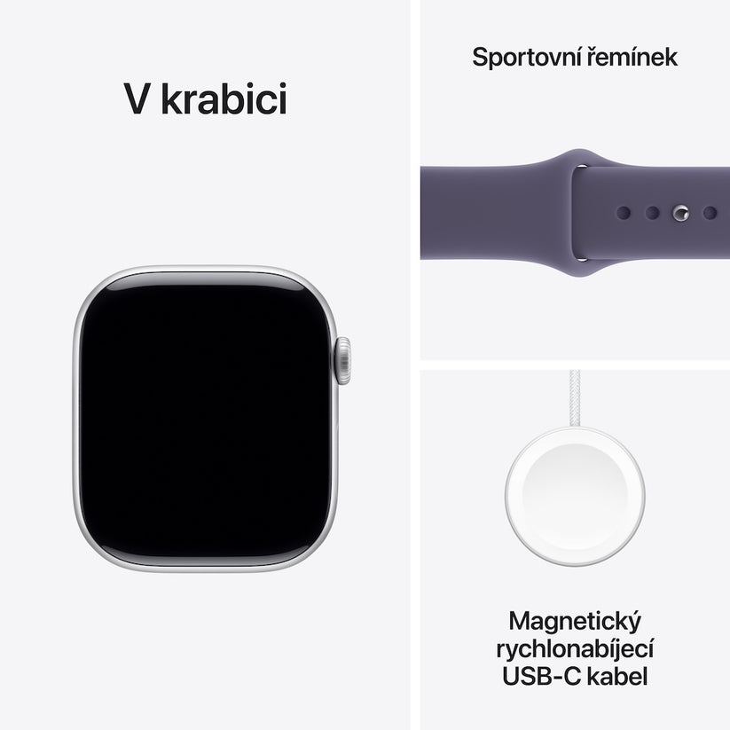 Apple Watch Series 11 GPS 42mm stříbrné hliníkové pouzdro s mlžně fialovým sportovním řemínkem - S/M - istyle.work