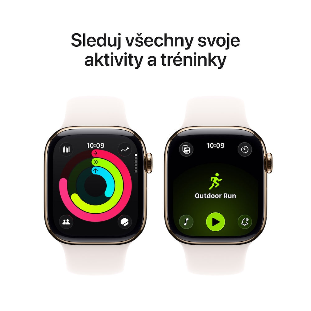 Apple Watch Series 11 GPS + Cellular 42mm zlatě titanové pouzdro se světle ruměným sportovním řemínkem - S/M - istyle.work