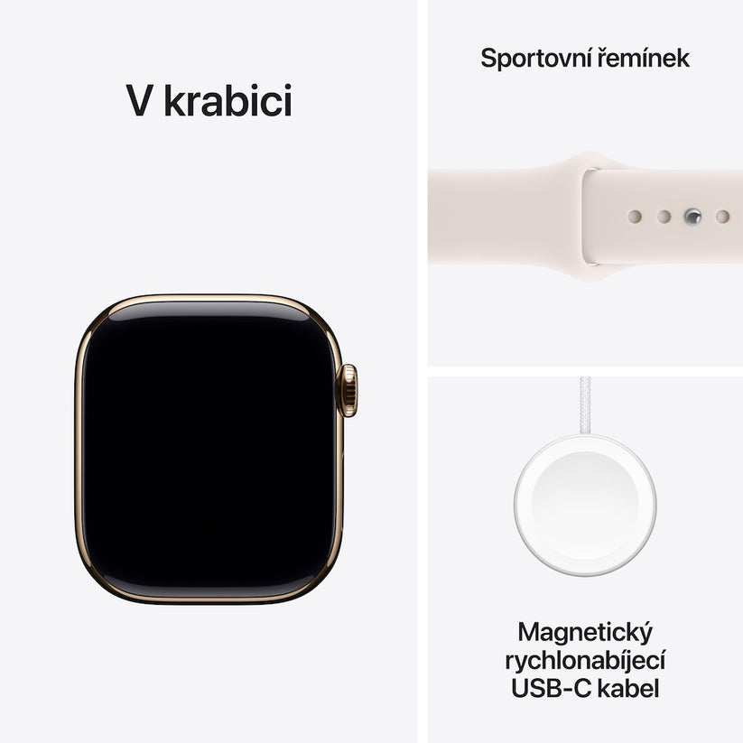 Apple Watch Series 11 GPS + Cellular 46mm zlatě titanové pouzdro se světle ruměným sportovním řemínkem - M/L - istyle.work