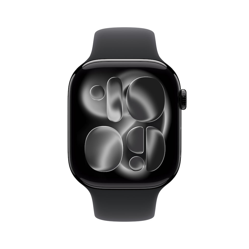 Apple Watch Series 11 GPS 46mm klavírně černé hliníkové pouzdro s černým sportovním řemínkem - M/L (otevřený) - istyle.work