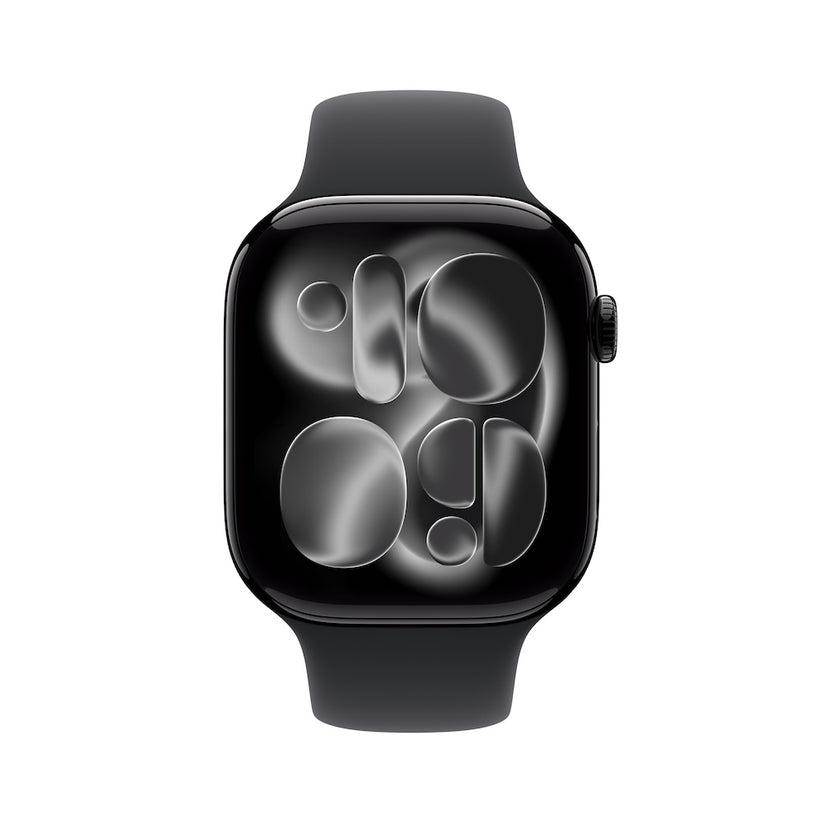 Apple Watch Series 11 GPS 46mm klavírně černé hliníkové pouzdro s černým sportovním řemínkem - M/L (otevřený) - istyle.work