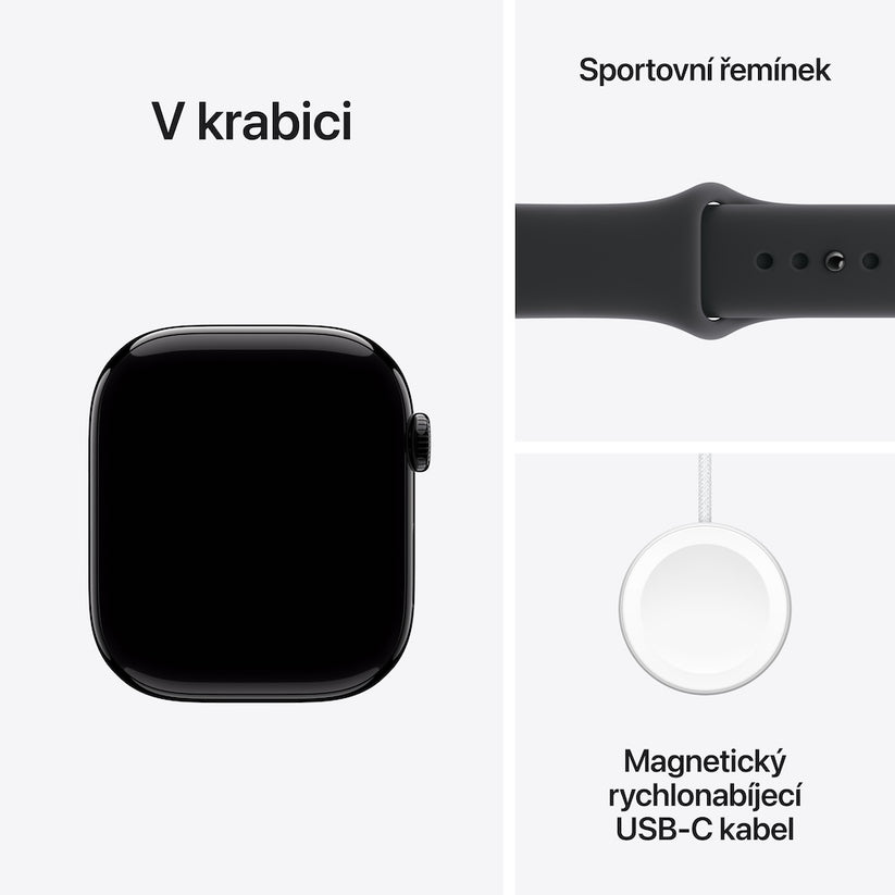 Apple Watch Series 11 GPS 42mm klavírně černé hliníkové pouzdro s černým sportovním řemínkem - S/M - istyle.work