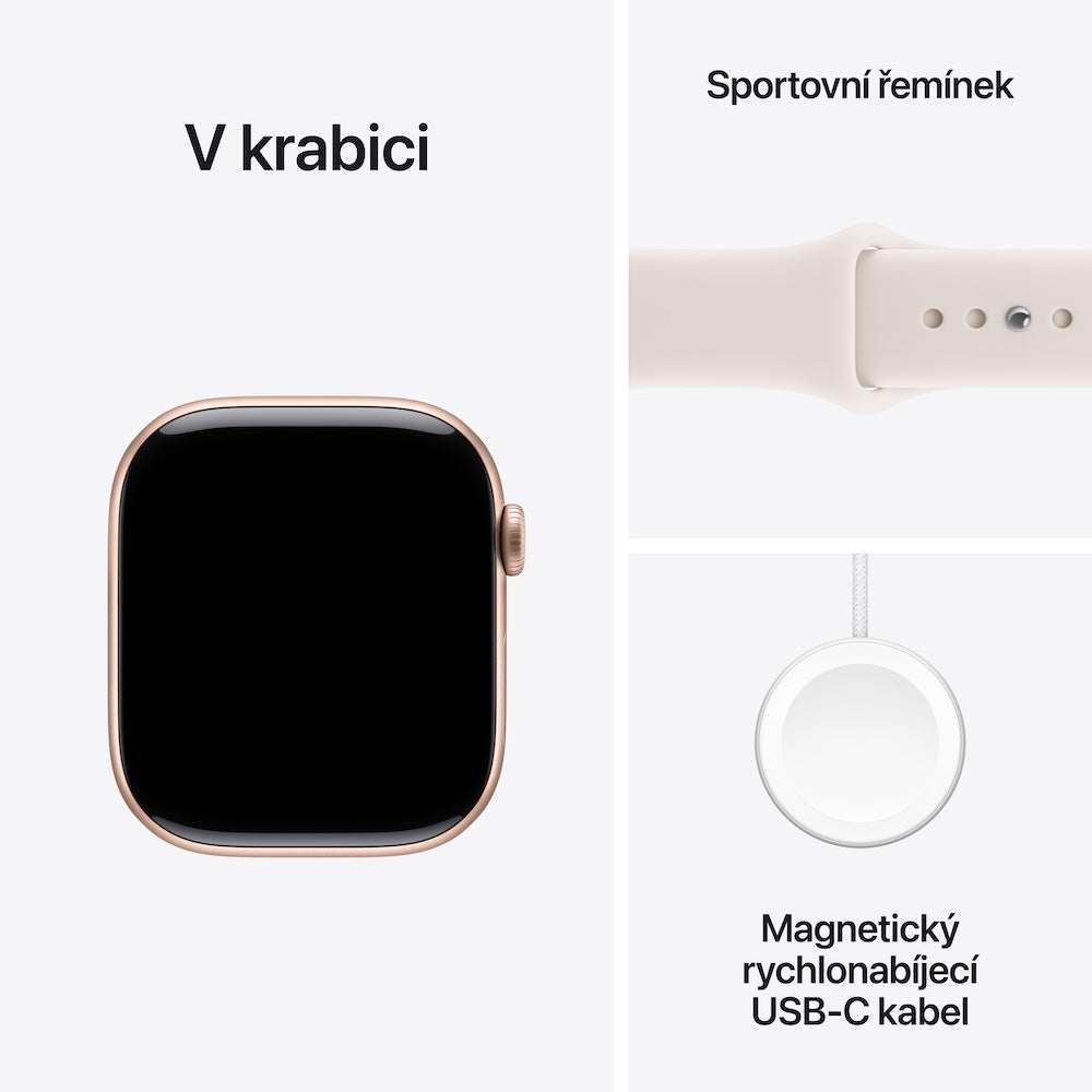 Apple Watch Series 11 GPS 46mm růžově zlaté hliníkové pouzdro se světle ruměným sportovním řemínkem - M/L (otevřený) - istyle.work