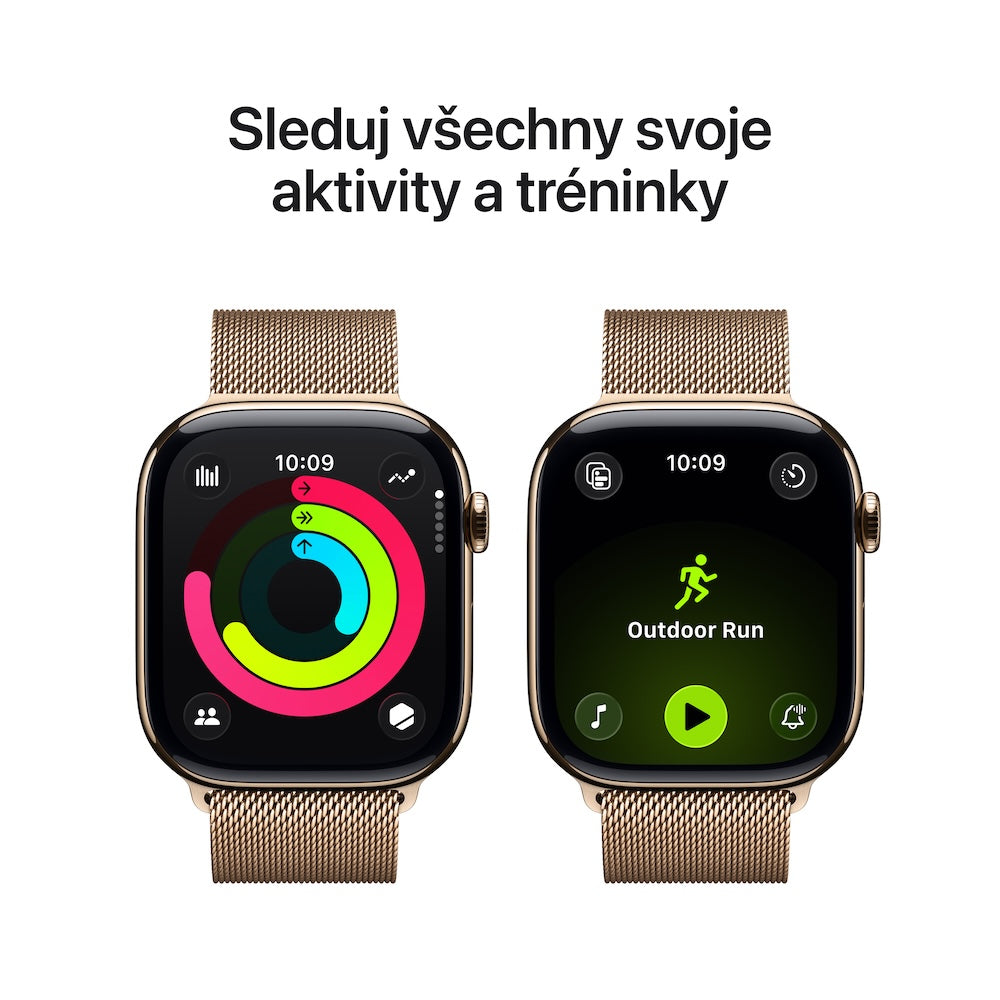 Apple Watch Series 11 GPS + Cellular 46mm zlatě titanové pouzdro se zlatě ocelovým milánským tahem - M/L - istyle.work