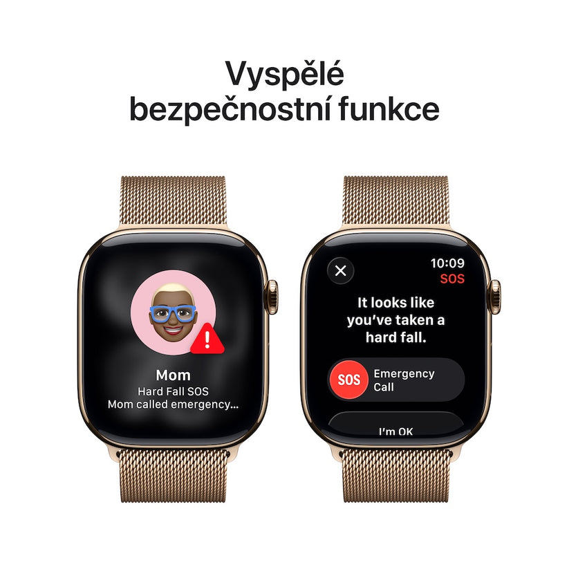 Apple Watch Series 11 GPS + Cellular 46mm zlaté titanové pouzdro se zlatým milánským tahem - S/M (otevřený) - istyle.work