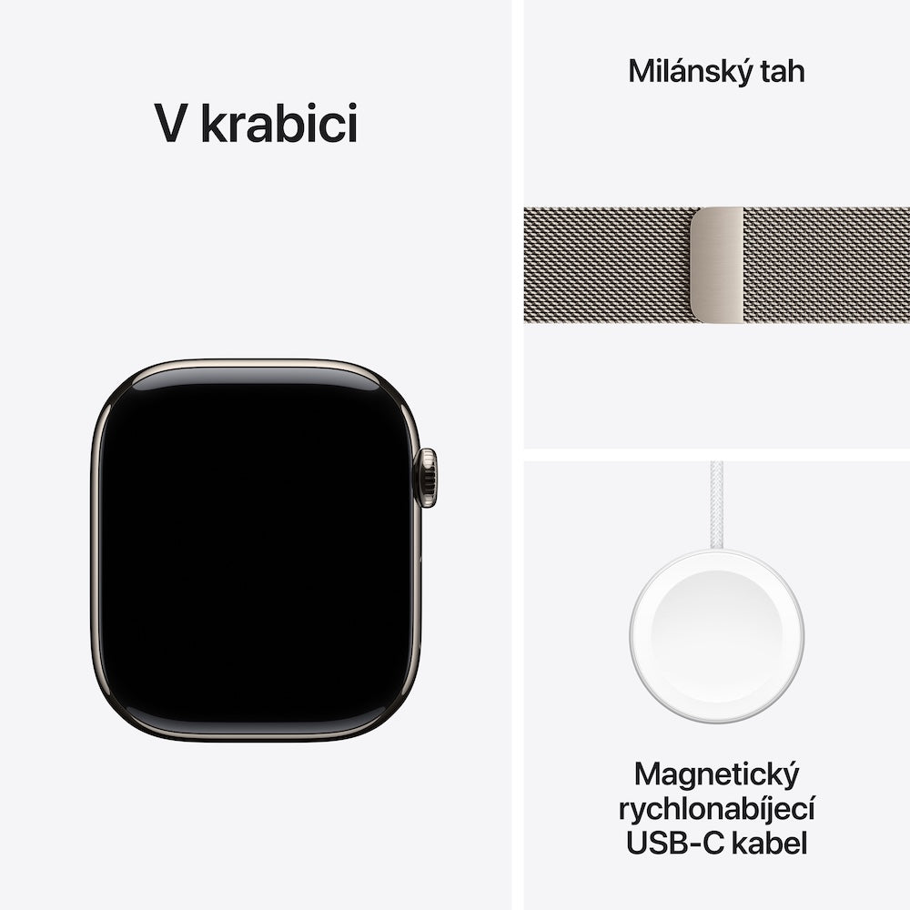 Apple Watch Series 11 GPS + Cellular 46mm přírodně titanové pouzdro s přírodně ocelovým milánským tahem - S/M - istyle.work