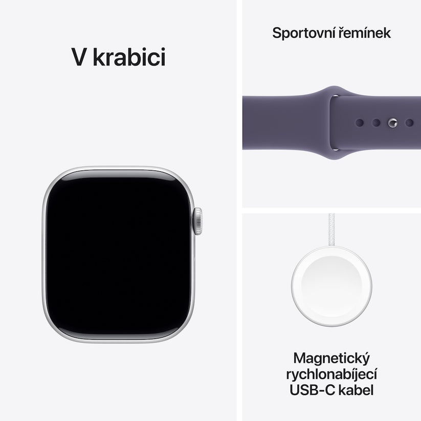 Apple Watch Series 11 GPS + Cellular 46mm stříbrné hliníkové pouzdro s mlžně fialovým sportovním řemínkem - S/M - istyle.work