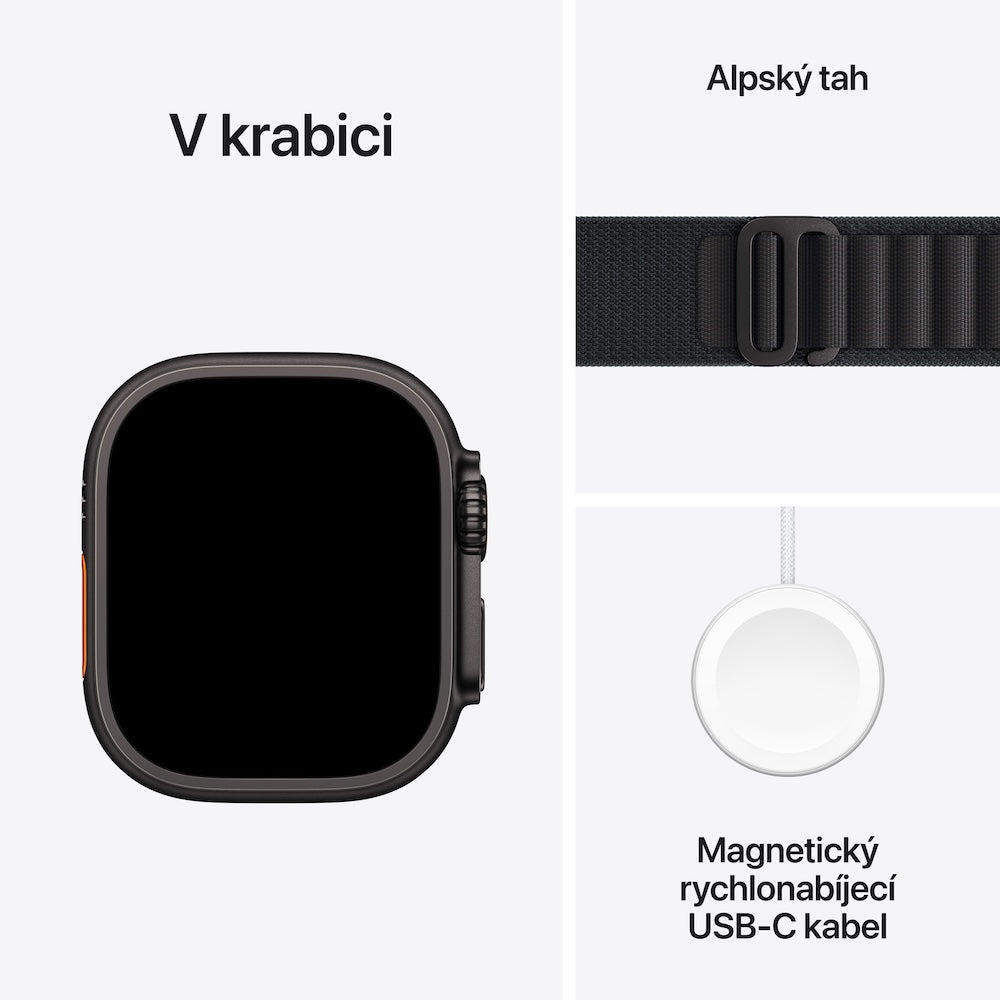 Apple Watch Ultra 3 GPS + Cellular 49mm černě titanové pouzdro s černým alpským tahem - S - istyle.work