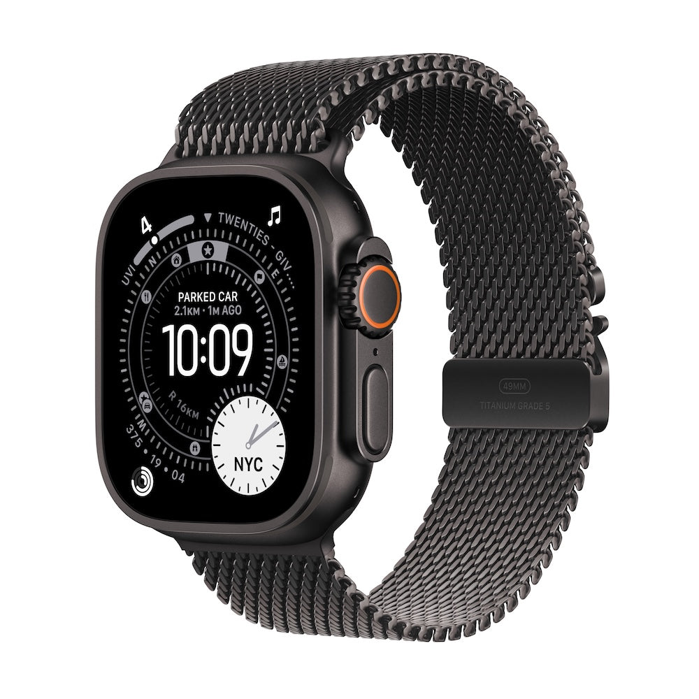 Apple Watch Ultra 3 GPS + Cellular 49mm černě titanové pouzdro s černě titanovým milánským tahem z titanu - S - istyle.work
