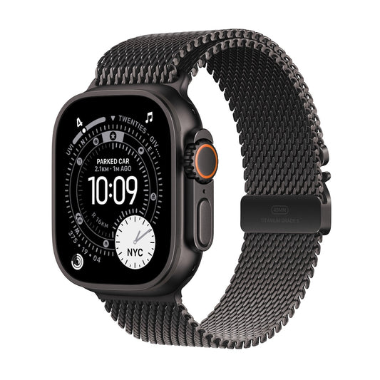 Apple Watch Ultra 3 GPS + Cellular 49mm černě titanové pouzdro s černě titanovým milánským tahem z titanu - M (otevřený) - istyle.work