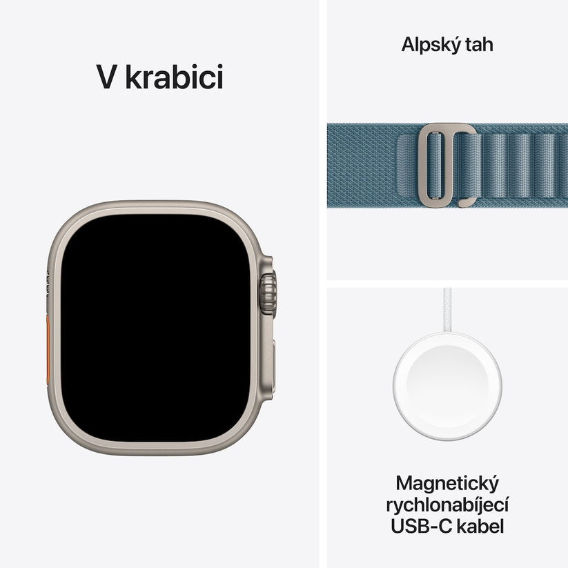 Apple Watch Ultra 3 GPS + Cellular 49mm přírodně titanové pouzdro se světle modrým alpským tahem - S - istyle.work
