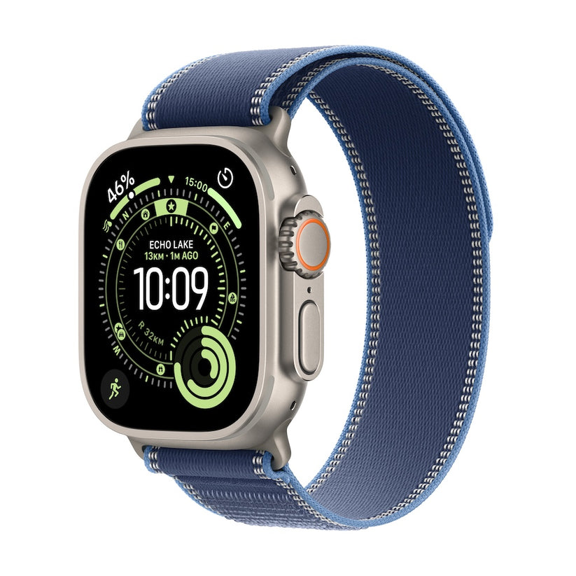 Apple Watch Ultra 3 GPS + Cellular 49mm přírodně titanové pouzdro s modře/jasně modrým trailovým tahem - M/L - istyle.work