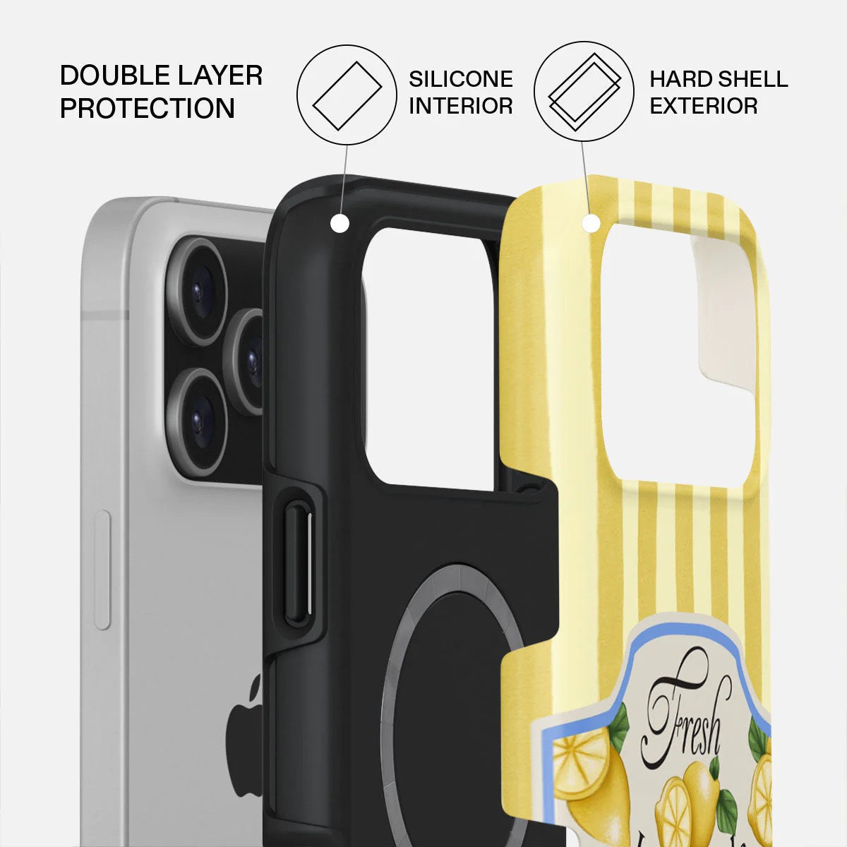 Kryt pro iPhone 17 Pro Max Burga Frizzante Tough MagSafe Case - žluté pruhy - istyle.work