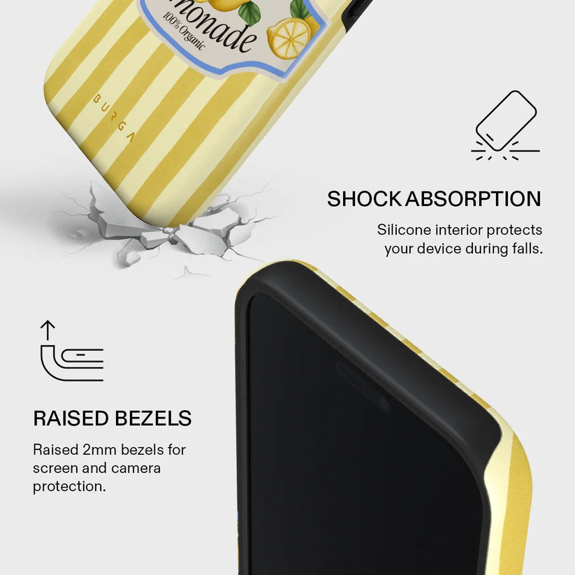 Kryt pro iPhone 17 Pro Max Burga Frizzante Tough MagSafe Case - žluté pruhy - istyle.work