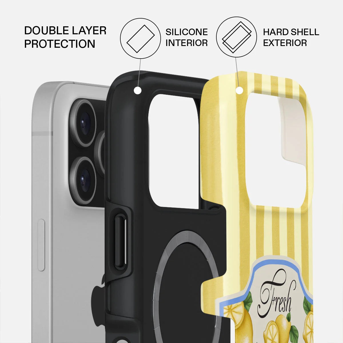 Kryt pro iPhone 17 Pro Burga Frizzante Tough MagSafe Case - žluté pruhy - istyle.work