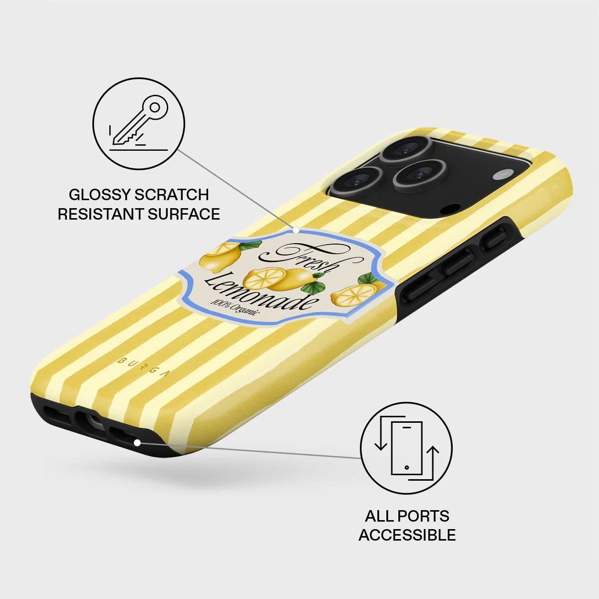 Kryt pro iPhone 17 Pro Burga Frizzante Tough MagSafe Case - žluté pruhy - istyle.work