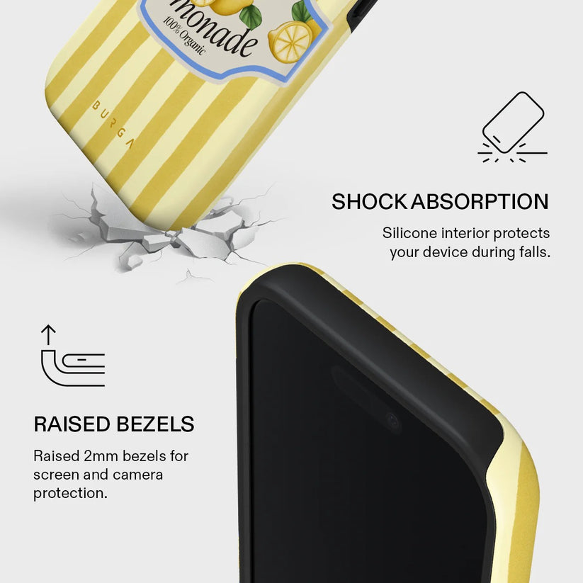 Kryt pro iPhone 17 Burga Frizzante Tough MagSafe Case - žluté pruhy - istyle.work