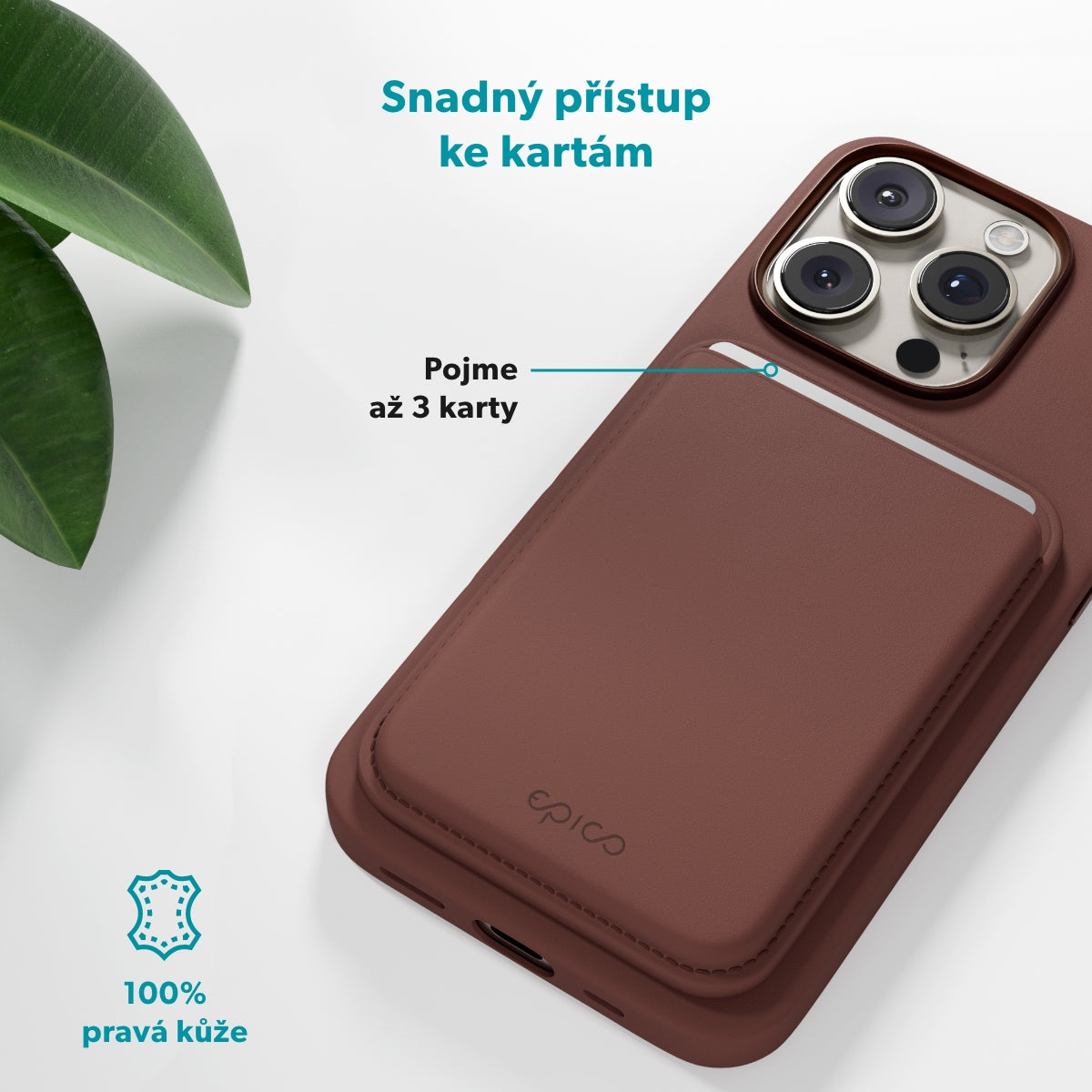 Magnetická peněženka Epico Mag+ Wallet - hnědá - istyle.work