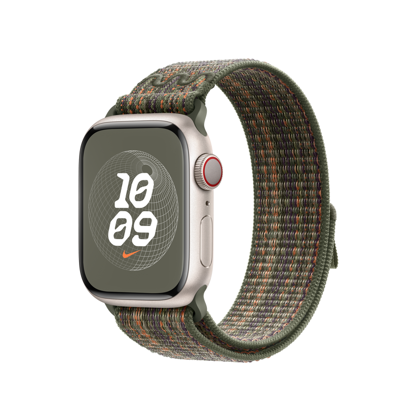 Apple Watch 38/40/41 mm sekvojově zelený / oranžový provlékací sportovní řemínek Nike - istyle.work