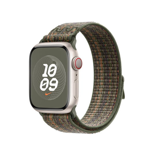Apple Watch 38/40/41 mm sekvojově zelený / oranžový provlékací sportovní řemínek Nike - istyle.work