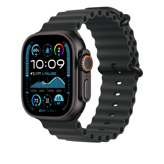 Apple Watch 44/45/46/49mm černý Oceánský řemínek – provedení z černého titanu - istyle.work