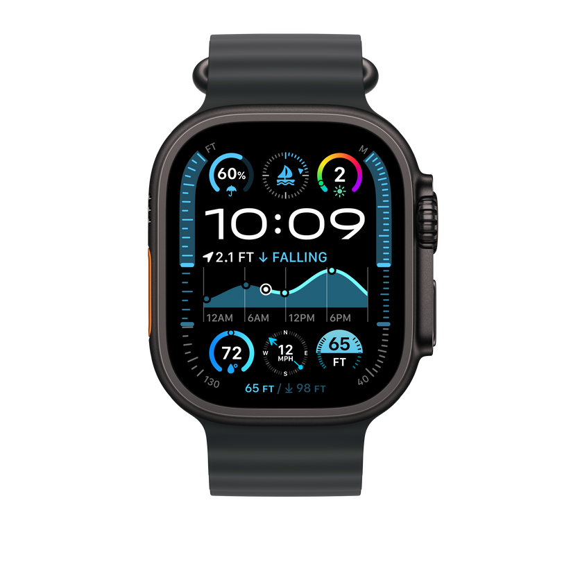 Apple Watch 44/45/46/49mm černý Oceánský řemínek – provedení z černého titanu - istyle.work