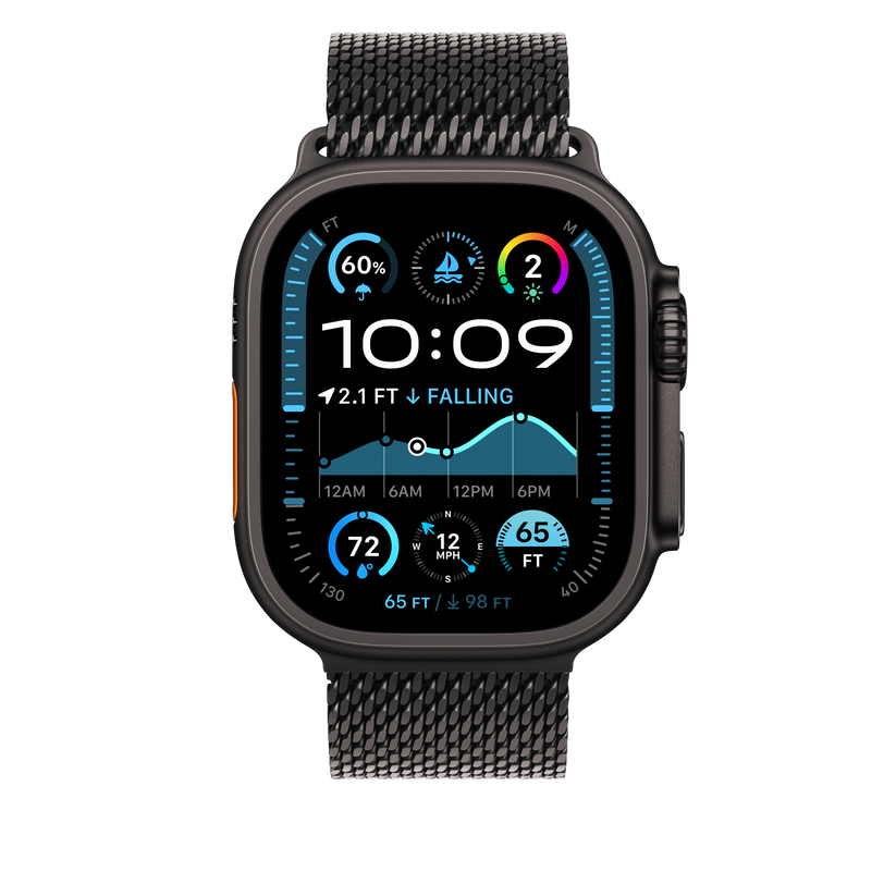 Apple Watch 44/45/46/49mm milánský tah z černého titanu – malý - istyle.work