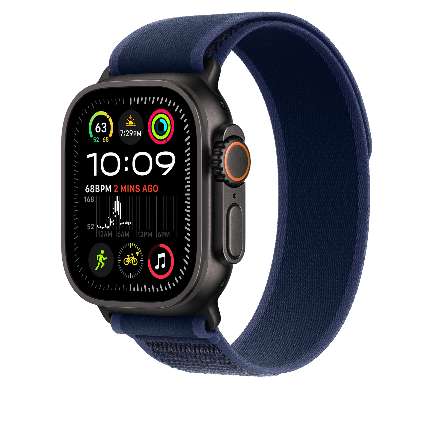 Apple Watch 44/45/46/49mm modrý Trailový tah - M/L – provedení z černého titanu - istyle.work