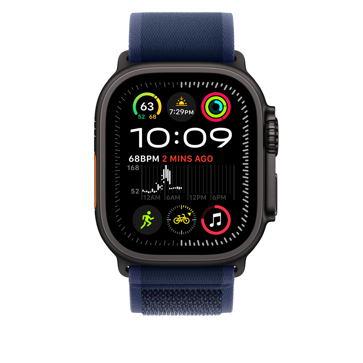 Apple Watch 44/45/46/49mm modrý Trailový tah - M/L – provedení z černého titanu - istyle.work
