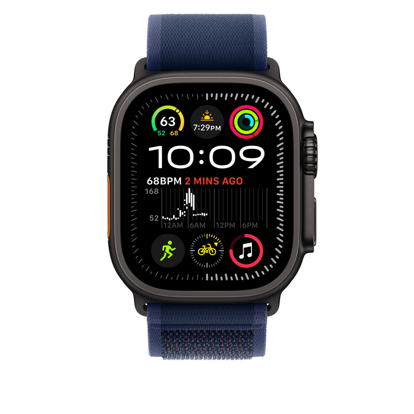 Apple Watch 44/45/46/49mm modrý Trailový tah - M/L – provedení z černého titanu - istyle.work
