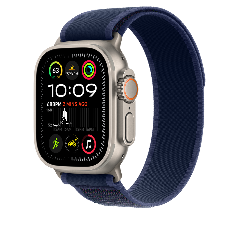 Apple Watch 44/45/46/49mm modrý Trailový tah – M/L – provedení z přírodního titanu - istyle.work