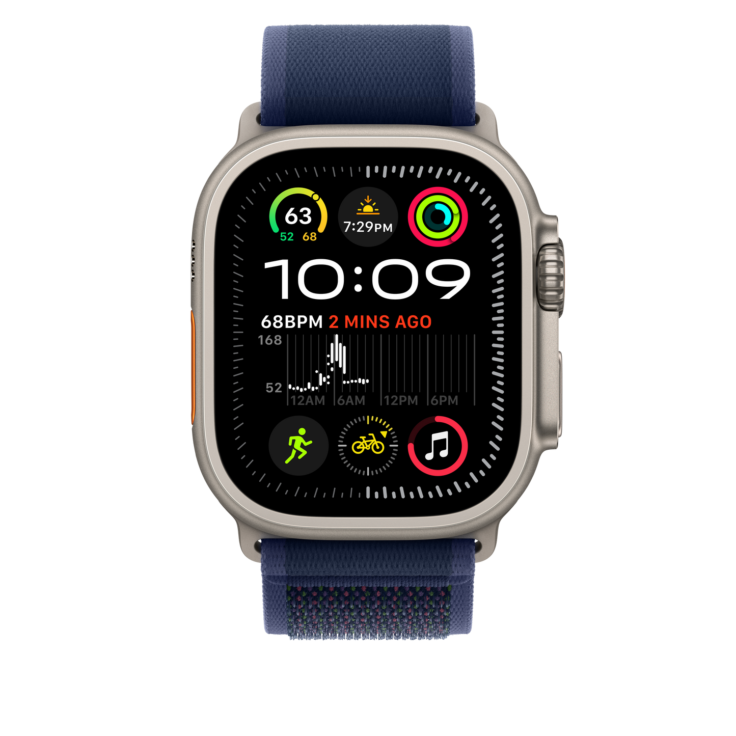 Apple Watch 44/45/46/49mm modrý Trailový tah – M/L – provedení z přírodního titanu - istyle.work