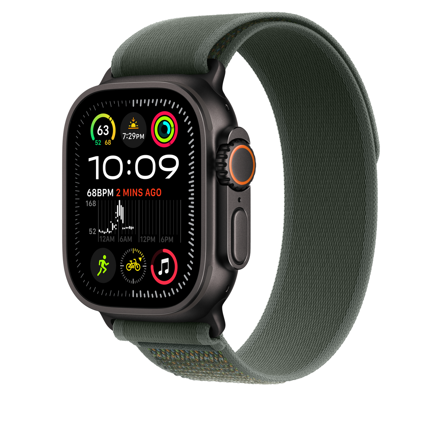Apple Watch 44/45/46/49mm zelený Trailový tah - M/L – provedení z černého titanu - istyle.work