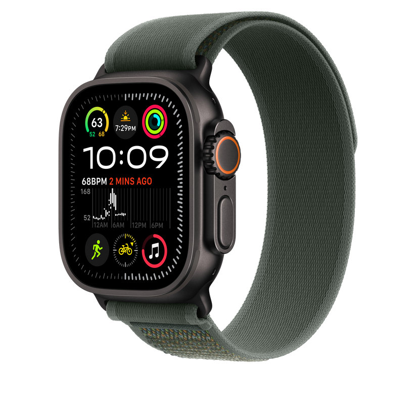 Apple Watch 44/45/46/49mm zelený Trailový tah - M/L – provedení z černého titanu - istyle.work