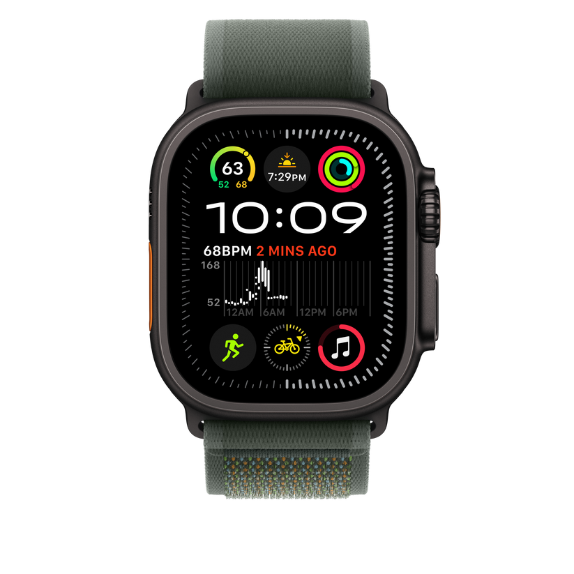 Apple Watch 44/45/46/49mm zelený Trailový tah - M/L – provedení z černého titanu - istyle.work
