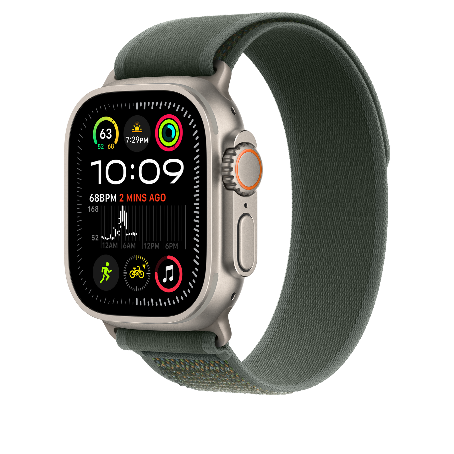 Apple Watch 44/45/46/49mm zelený Trailový tah – M/L – provedení z přírodního titanu - istyle.work