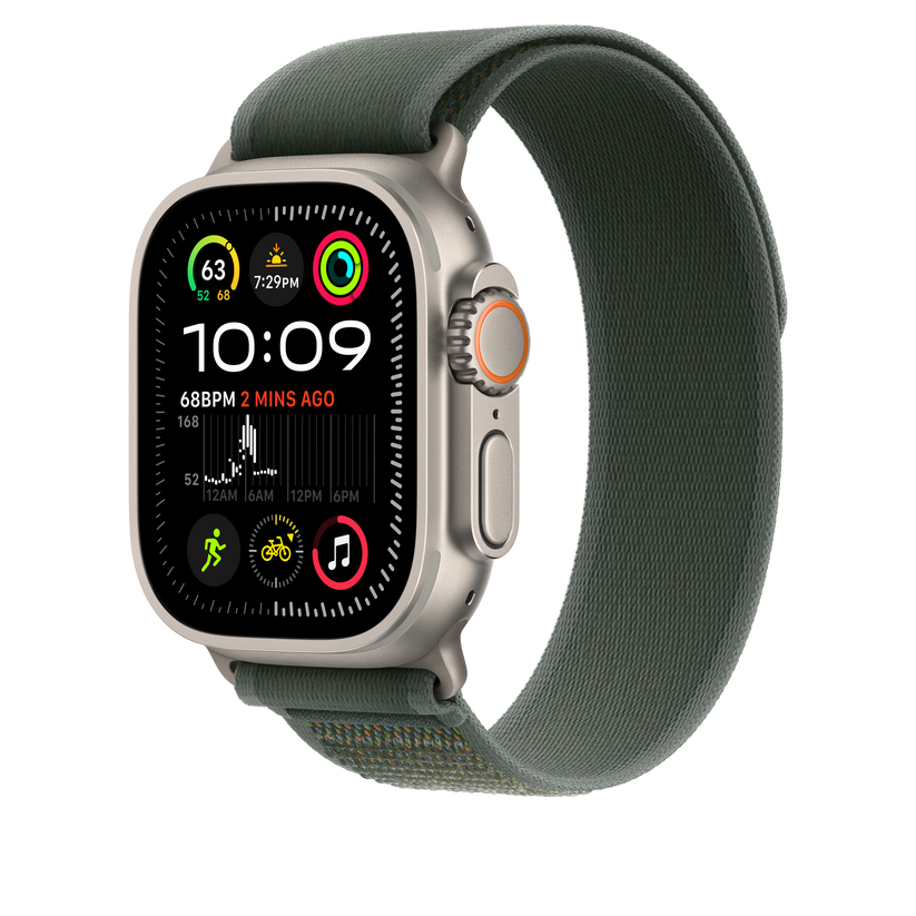 Apple Watch 44/45/46/49mm zelený Trailový tah – M/L – provedení z přírodního titanu - istyle.work
