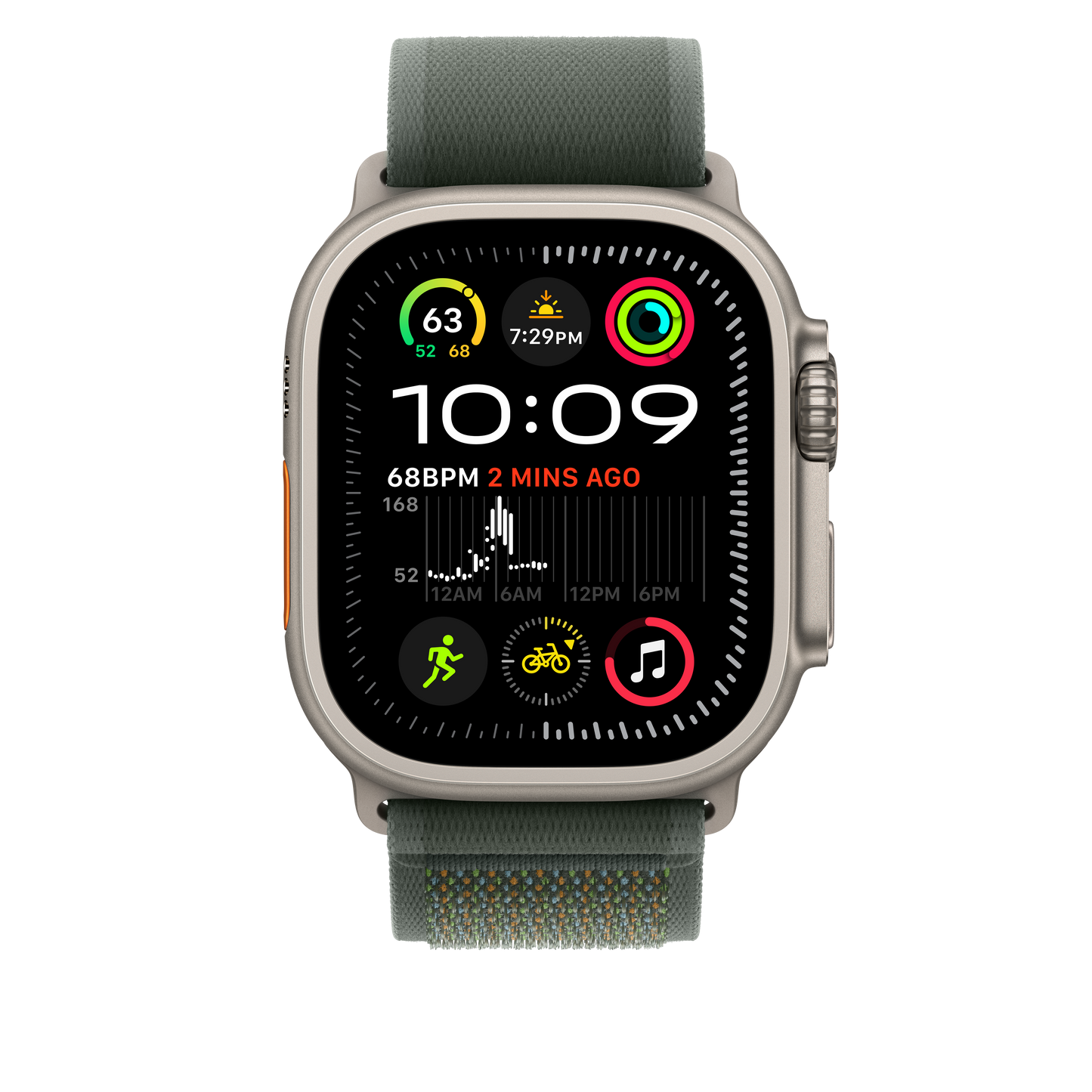 Apple Watch 44/45/46/49mm zelený Trailový tah – M/L – provedení z přírodního titanu - istyle.work
