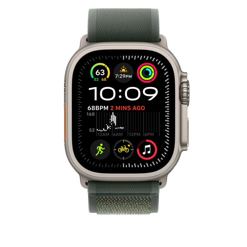 Apple Watch 44/45/46/49mm zelený Trailový tah – M/L – provedení z přírodního titanu - istyle.work