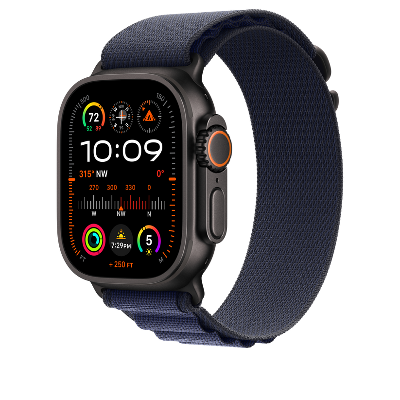 Apple Watch 44/45/46/49mm námořnicky modrý Alpský tah – velký – provedení z černého titanu - istyle.work
