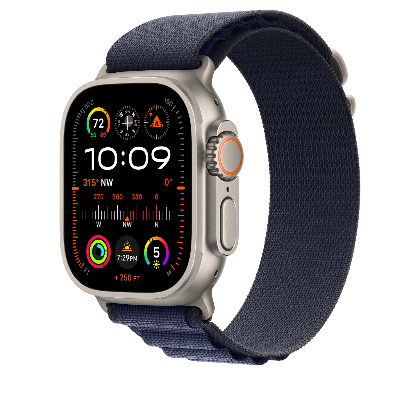 Apple Watch 44/45/46/49mm námořnicky modrý Alpský tah – velký – provedení z přírodního titanu - istyle.work