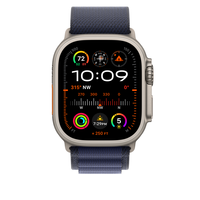 Apple Watch 44/45/46/49mm námořnicky modrý Alpský tah – velký – provedení z přírodního titanu - istyle.work