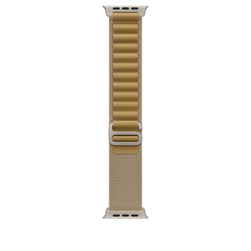 Apple Watch 44/45/46/49mm žlutohnědý Alpský tah – velký – provedení z přírodního titanu - istyle.work